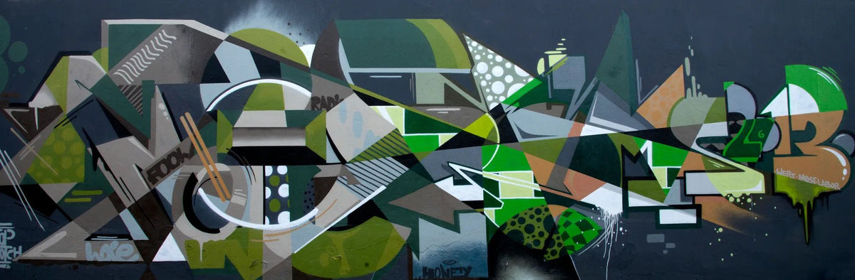 Küchenrückwand Geometrisches Graffiti grün - Schön und Wieder