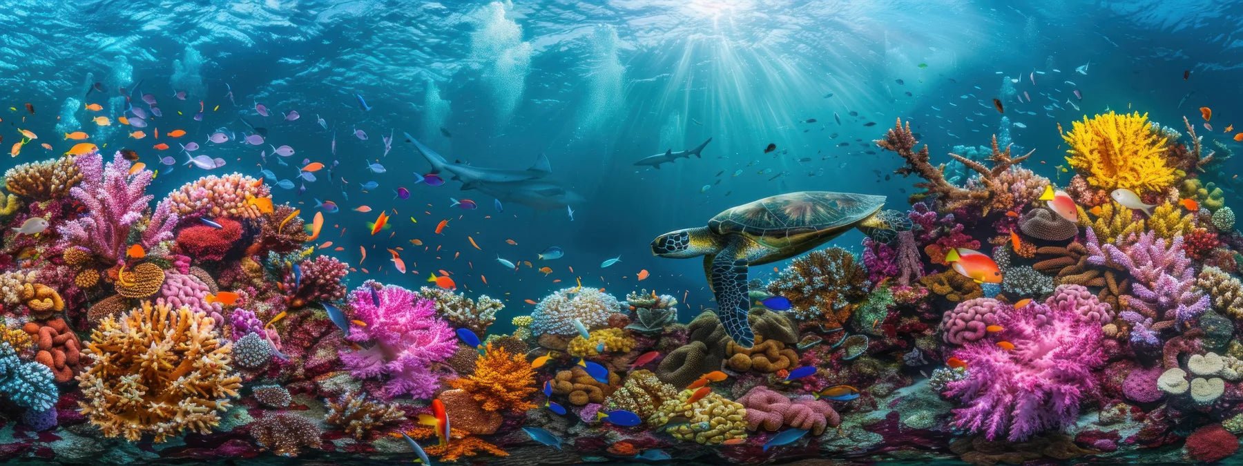 Küchenrückwand Korallenriff mit Schildkröte und Fischen - Schön und Wieder
