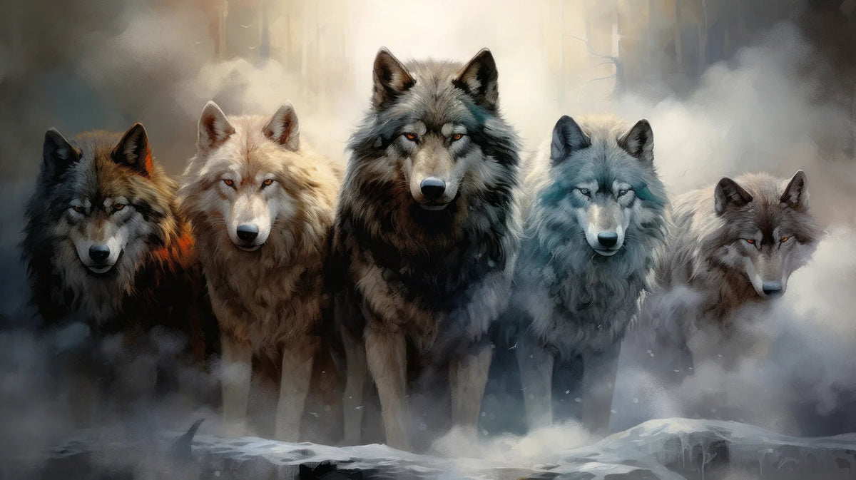 Küchenrückwand Wolfsrudel im Nebel - Schön und Wieder