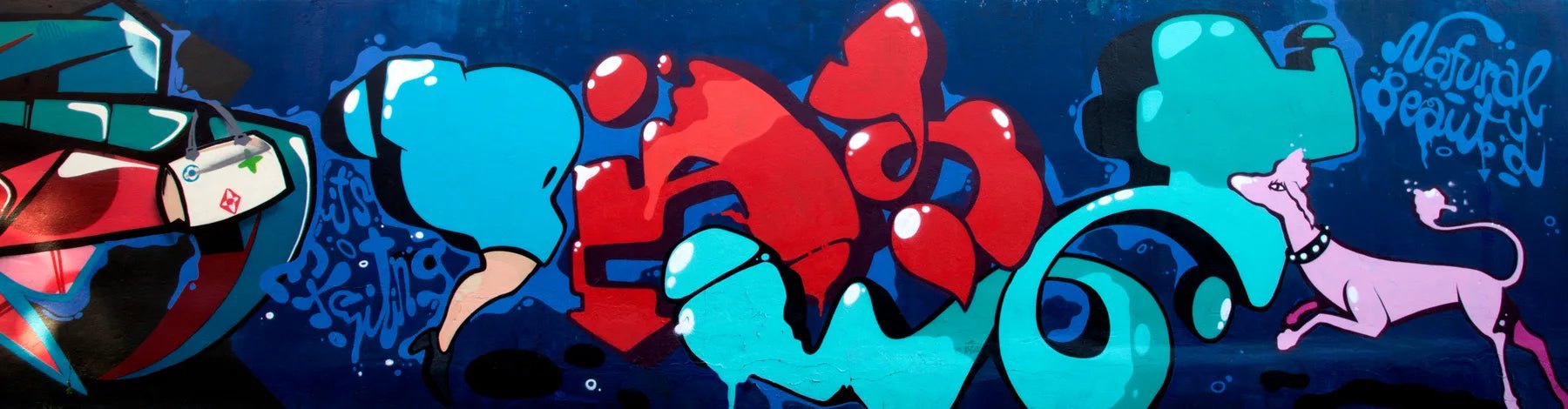 Badewannenrückwand Graffiti Bubble mit Hund - Schön und Wieder