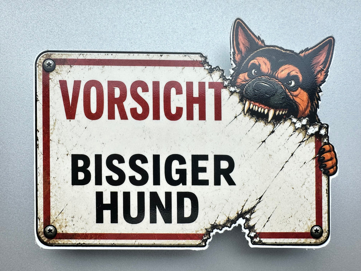 Hundeschild „Vorsicht bissiger Hund“ – Schäferhund-Motiv im 3D-Look - Schön und Wieder