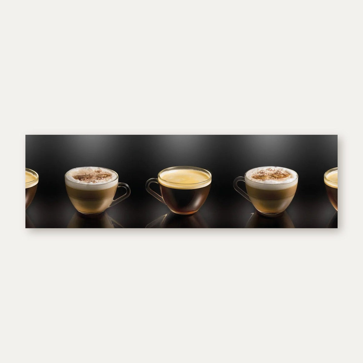 Küchenrückwand Kaffeespezialitäten in Gläsern