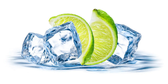 Küchenrückwand Limette mit Eiswürfeln