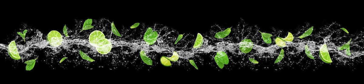 Küchenrückwand Limetten im Wasserstrahl - Schön und Wieder