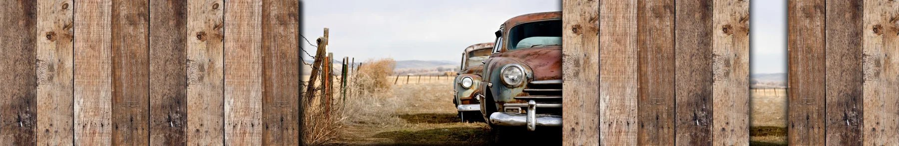 Küchenrückwand Oldtimer hinter Holzzaun - Schön und Wieder