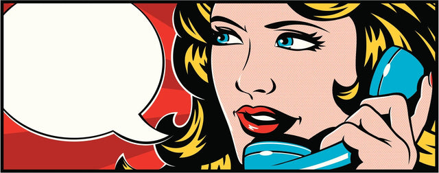 Küchenrückwand Pop-Art Frau am Telefon