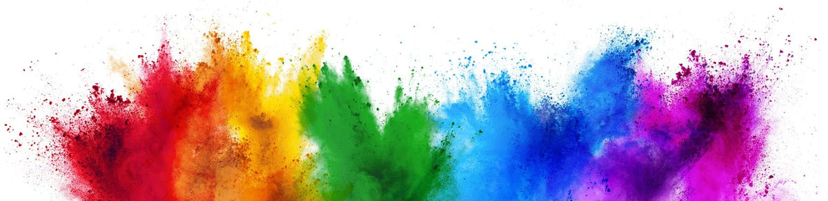 Küchenrückwand Regenbogen-Farbpulver auf Weiß - Schön und Wieder