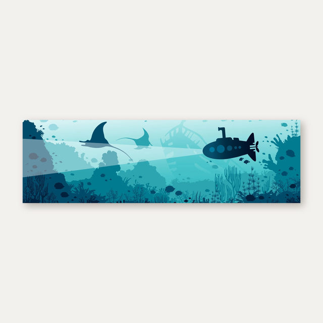Küchenrückwand U-Boot und Rochen Illustration