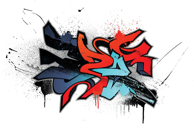 Spritzschutz Graffiti Tag rot-blau